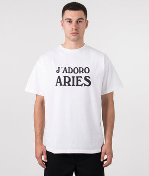 J'Adoro Aries T-Shirt in White by Aries. EQVVS Model Shot. 