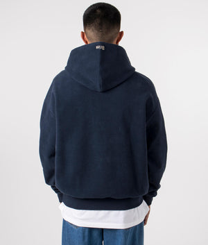 Reverse Column A Hoodie in Navy by Aries. EQVVS Menswear Back Model Shot. 