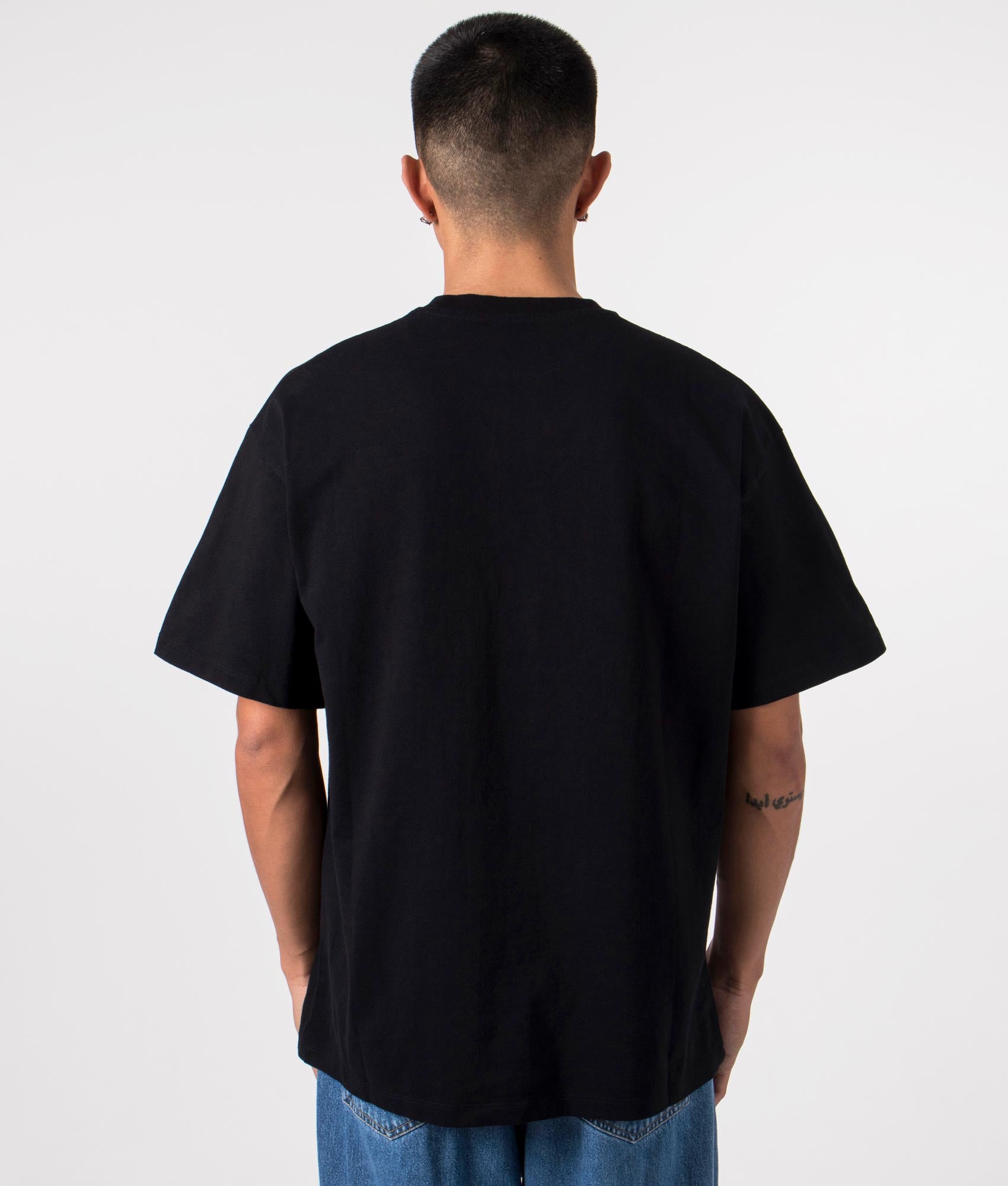 Perfume T-Shirt in Black by Aries EQVVS Menswear Back Model Shot.