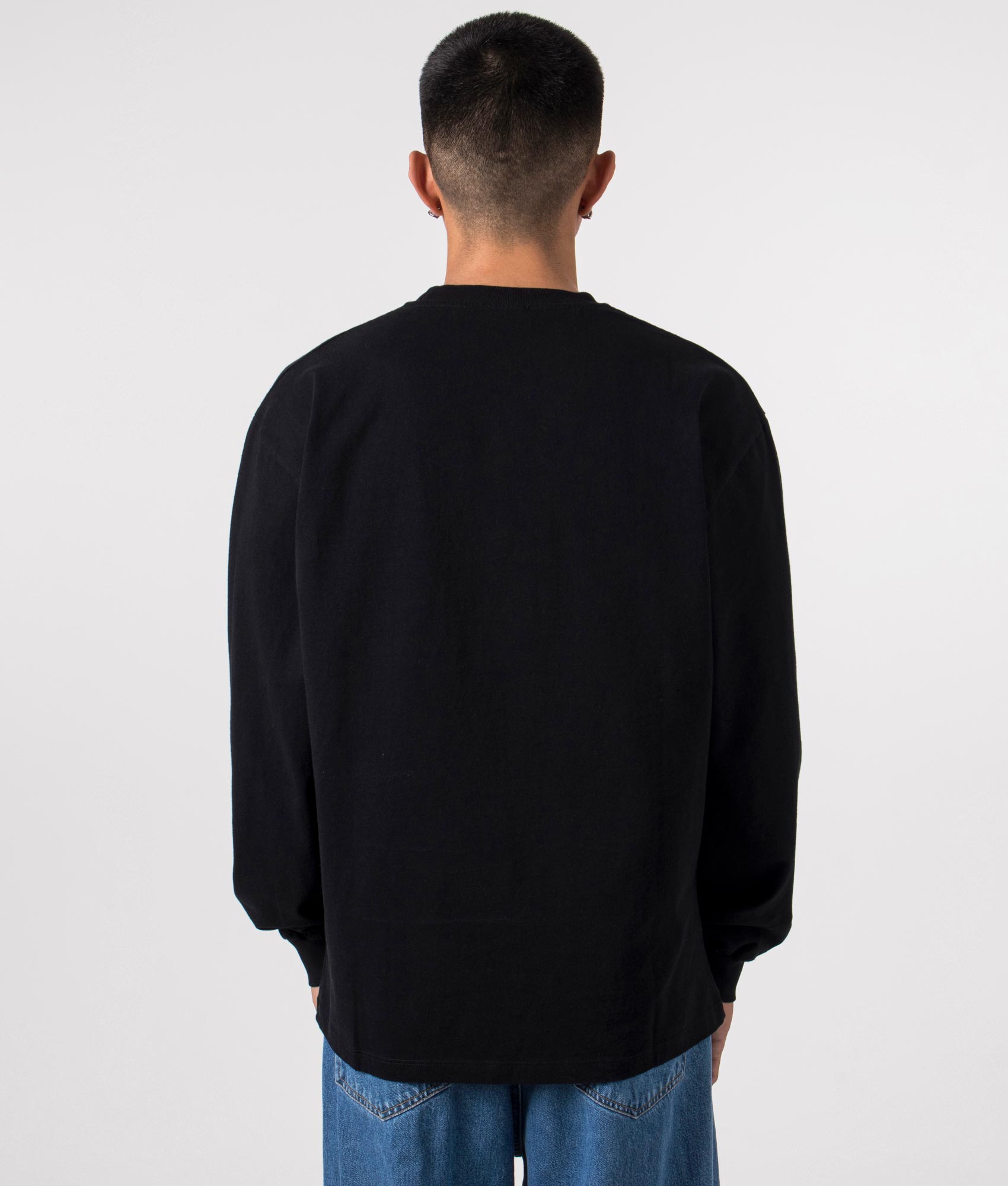 Temple Long Sleeve T-Shirt in Black by Aries. EQVVS Menswear Back Model Shot. 