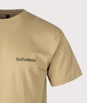 Mini Problemo T-Shirt in Khaki | 100% Cotton | No Problemo | EQVVS | Front detail shot 