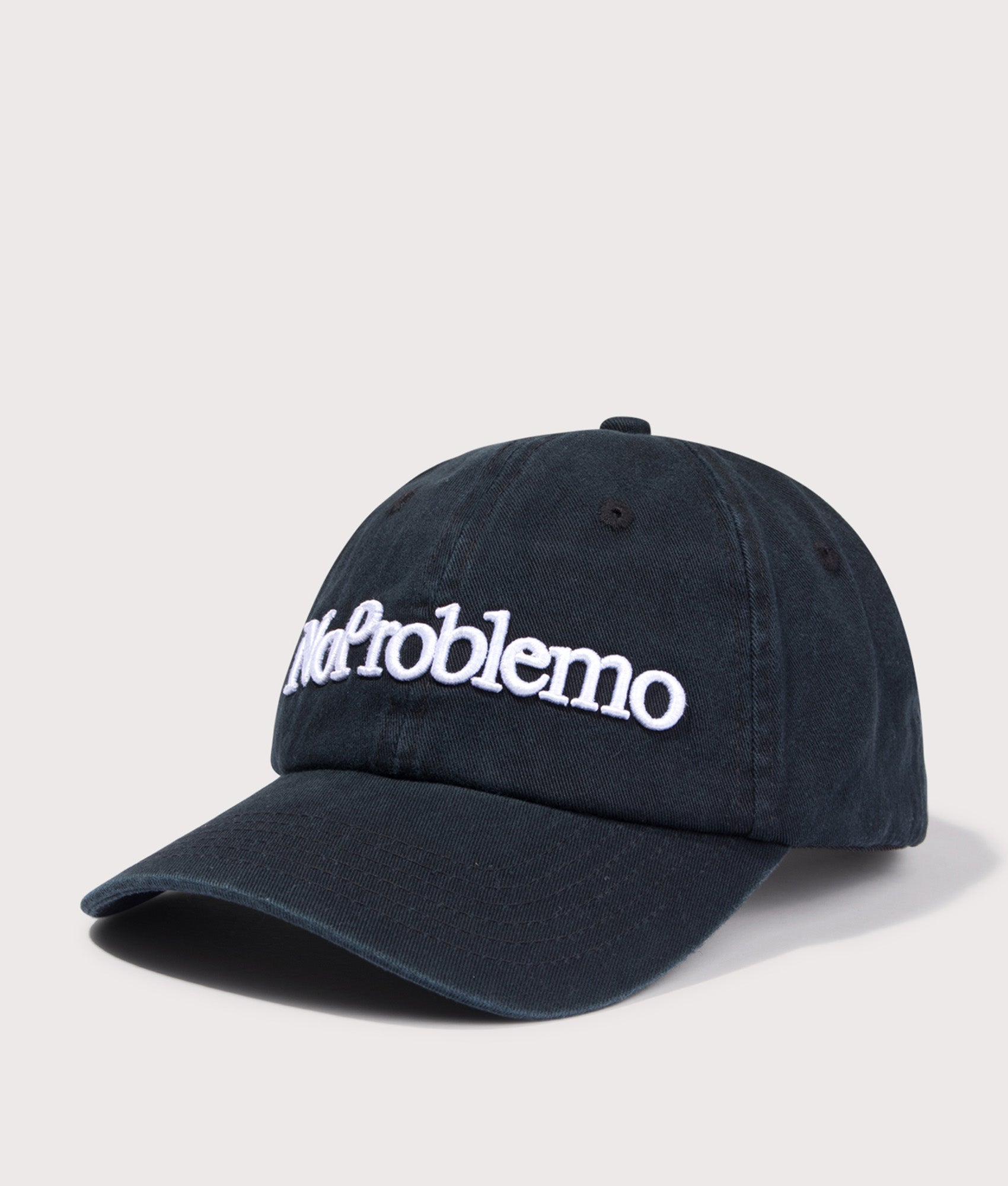 No Problemo Cap in Black. 100% cotton | No Problemo | Shot at EQVVS | Front angle shot 