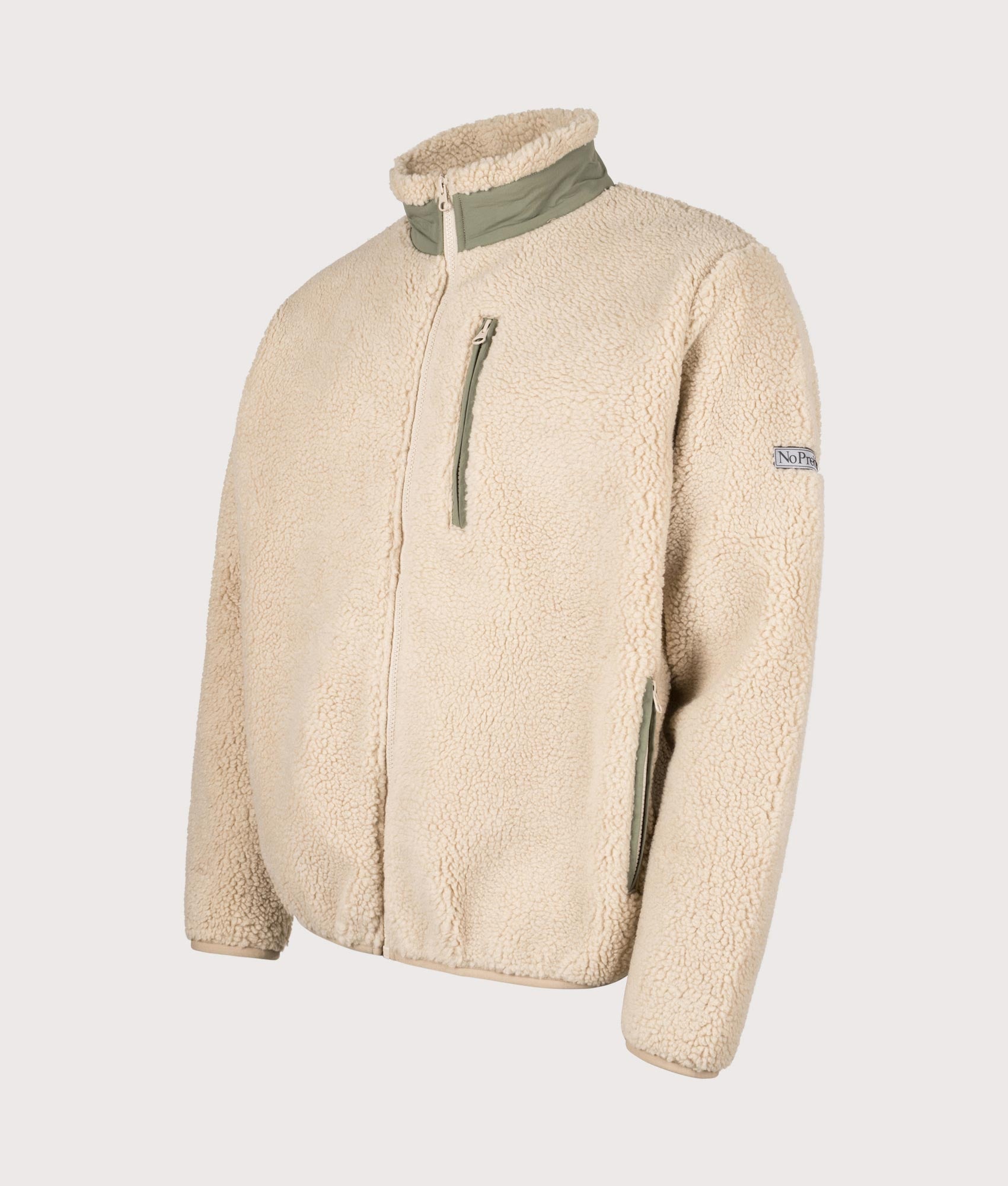 Forest Heavy Fleece Jacket in Ecru | No Problemo | EQVVS | Front angle shot 