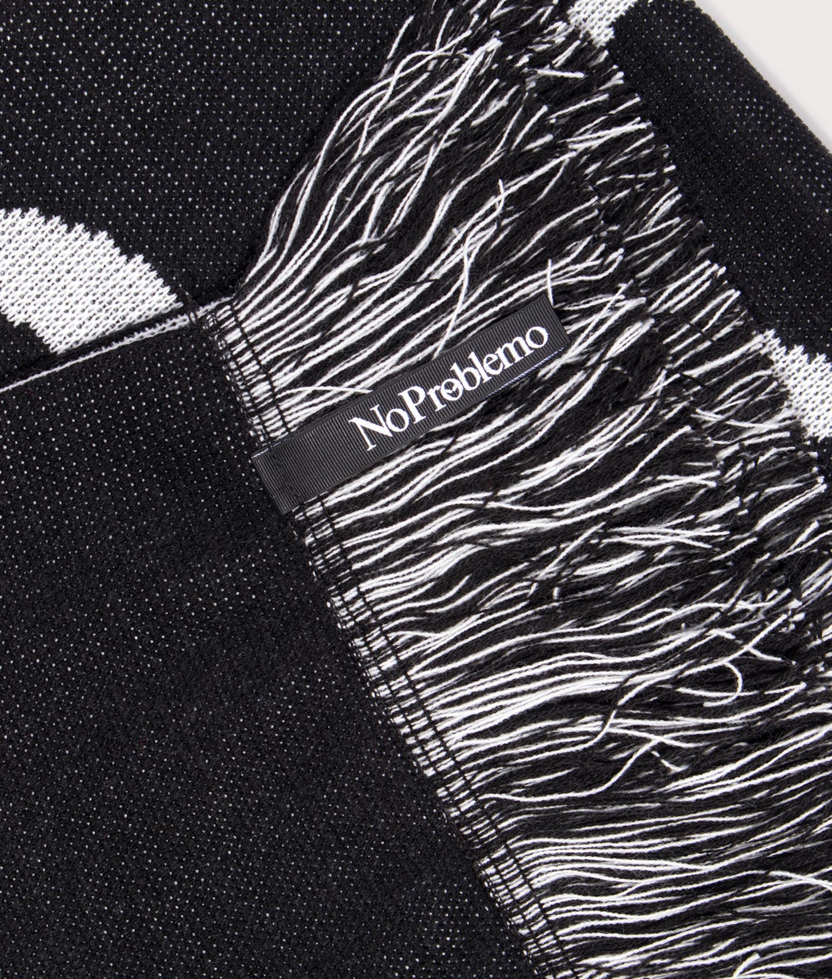No Problemo Scarf by No Problemo in Black. Shot by EQVVS. Detail Shot.
