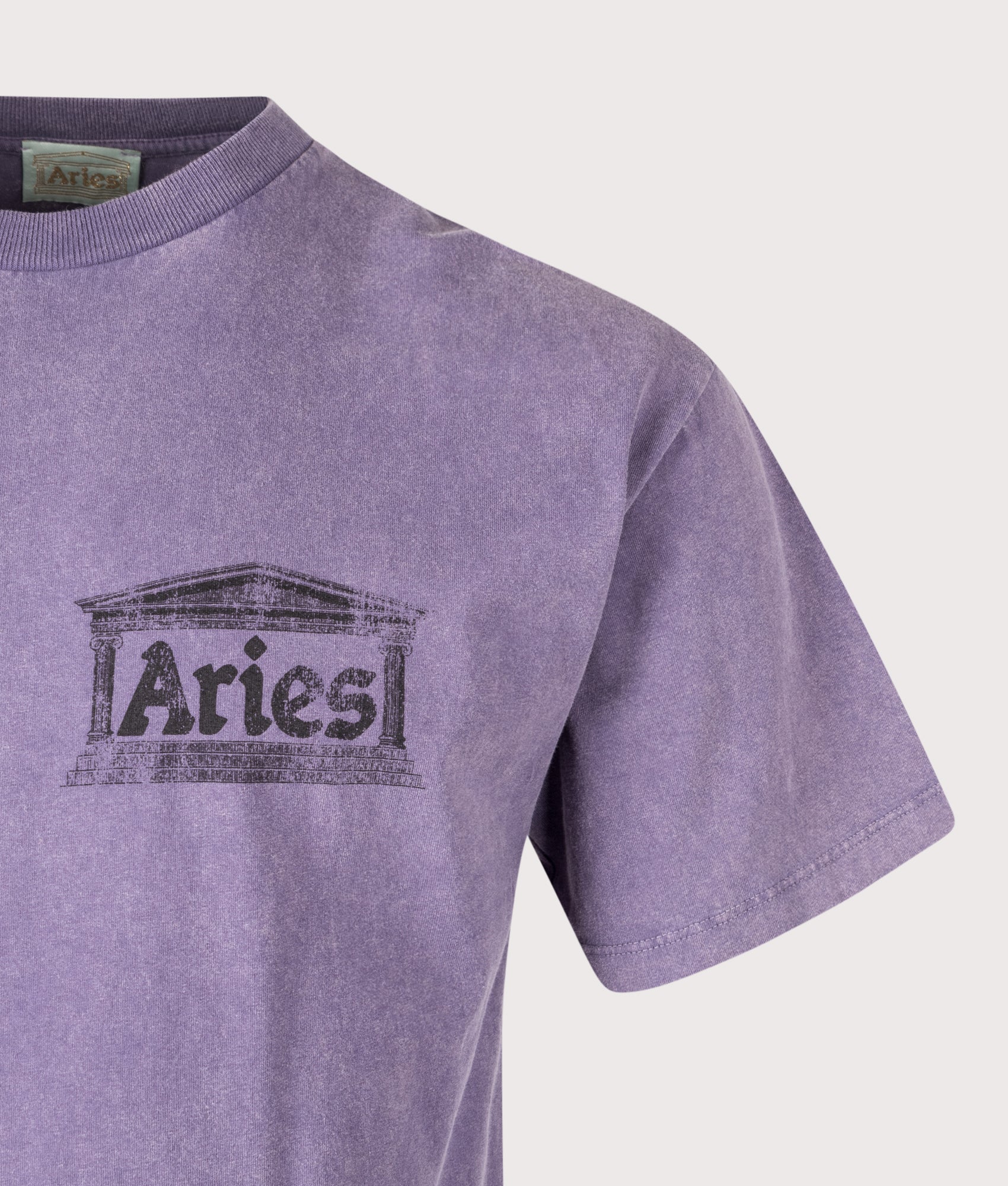 Aged Ancient Temple T-Shirt in Purple | 100% Cotton | Aries | EQVVS | Front detail shot 