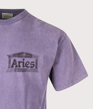 Aged Ancient Temple T-Shirt in Purple | 100% Cotton | Aries | EQVVS | Front detail shot 