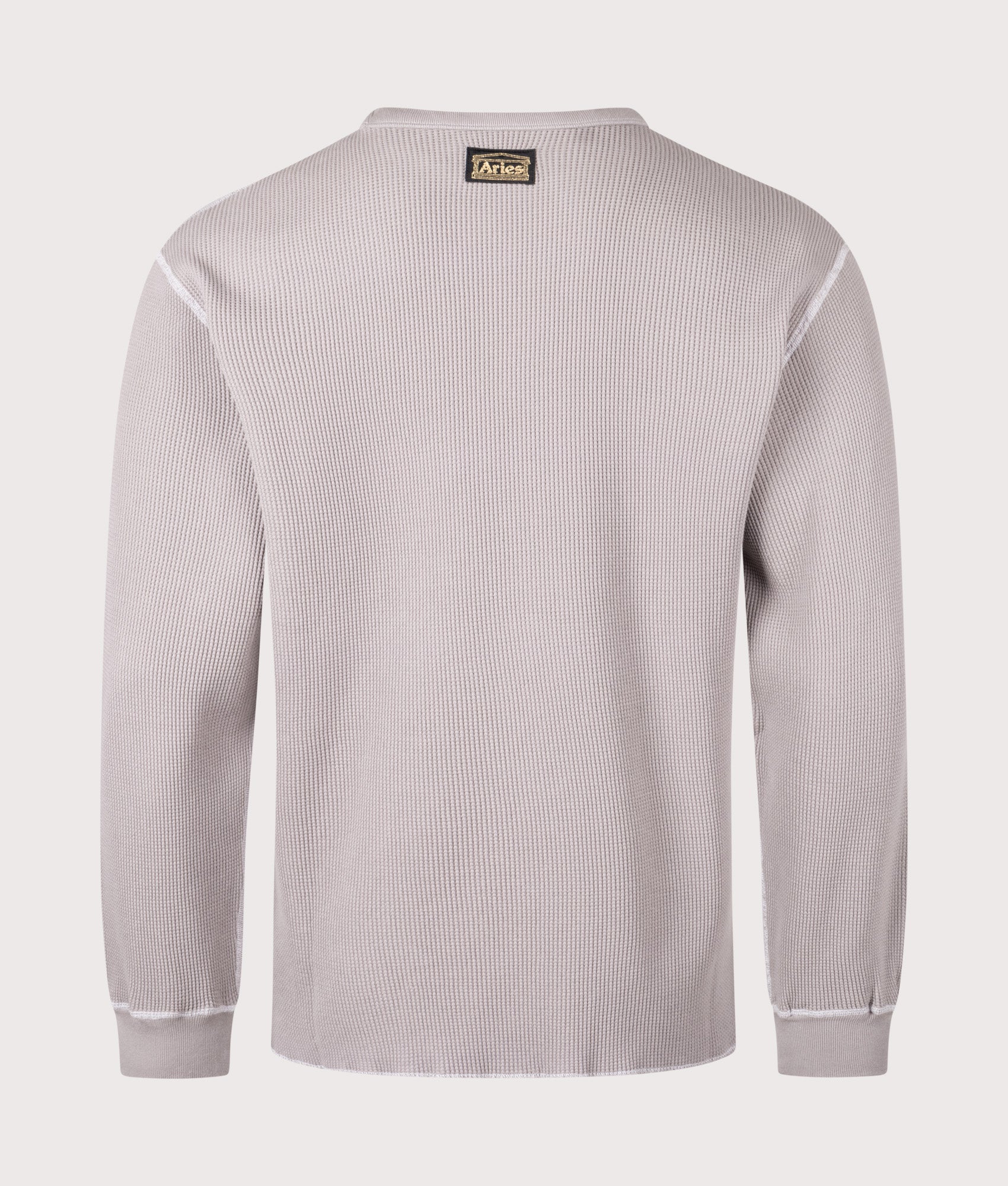 Reversible Temple Waffle Long Sleeve T-Shirt in Grey | 100% Cotton | Aries | EQVVS | Back shot 