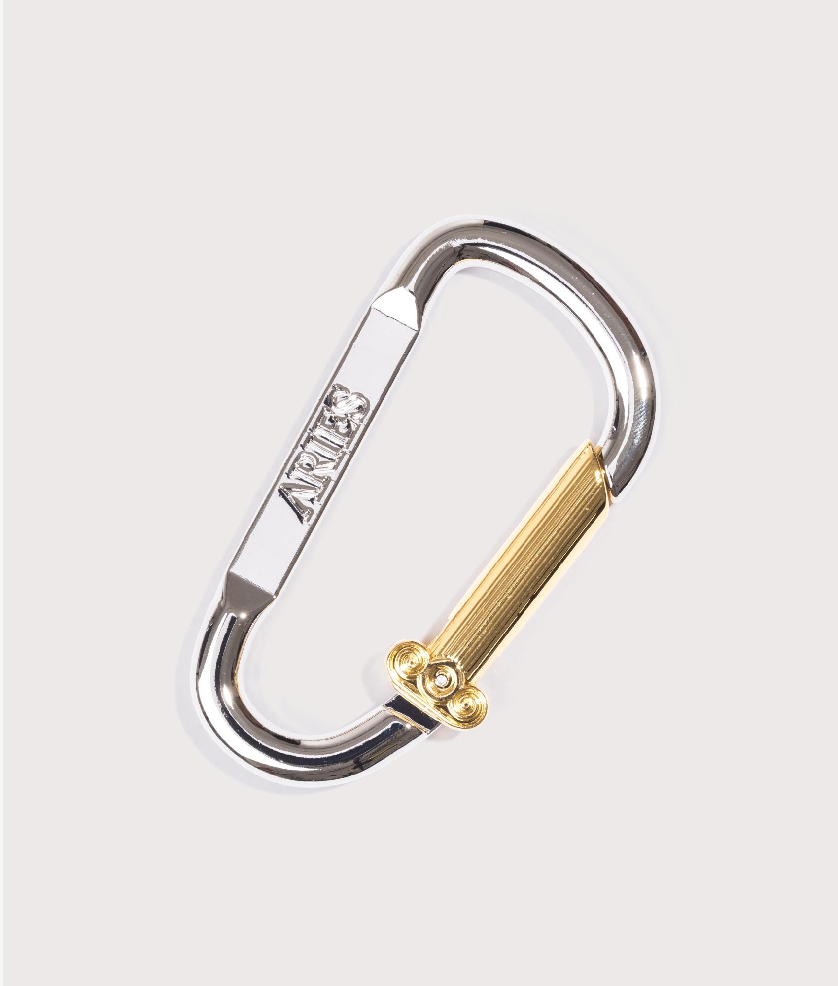 Column Carabiner in Silver/Gold | Aries | EQVVS | Front shot