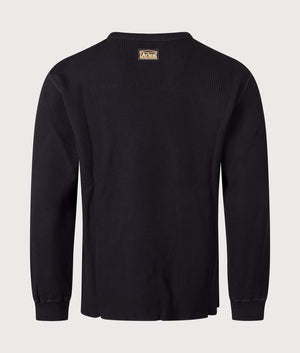 Reversible Temple Waffle Long Sleeve T-Shirt in Black | 100% Cotton | Aries | EQVVS | Back shot