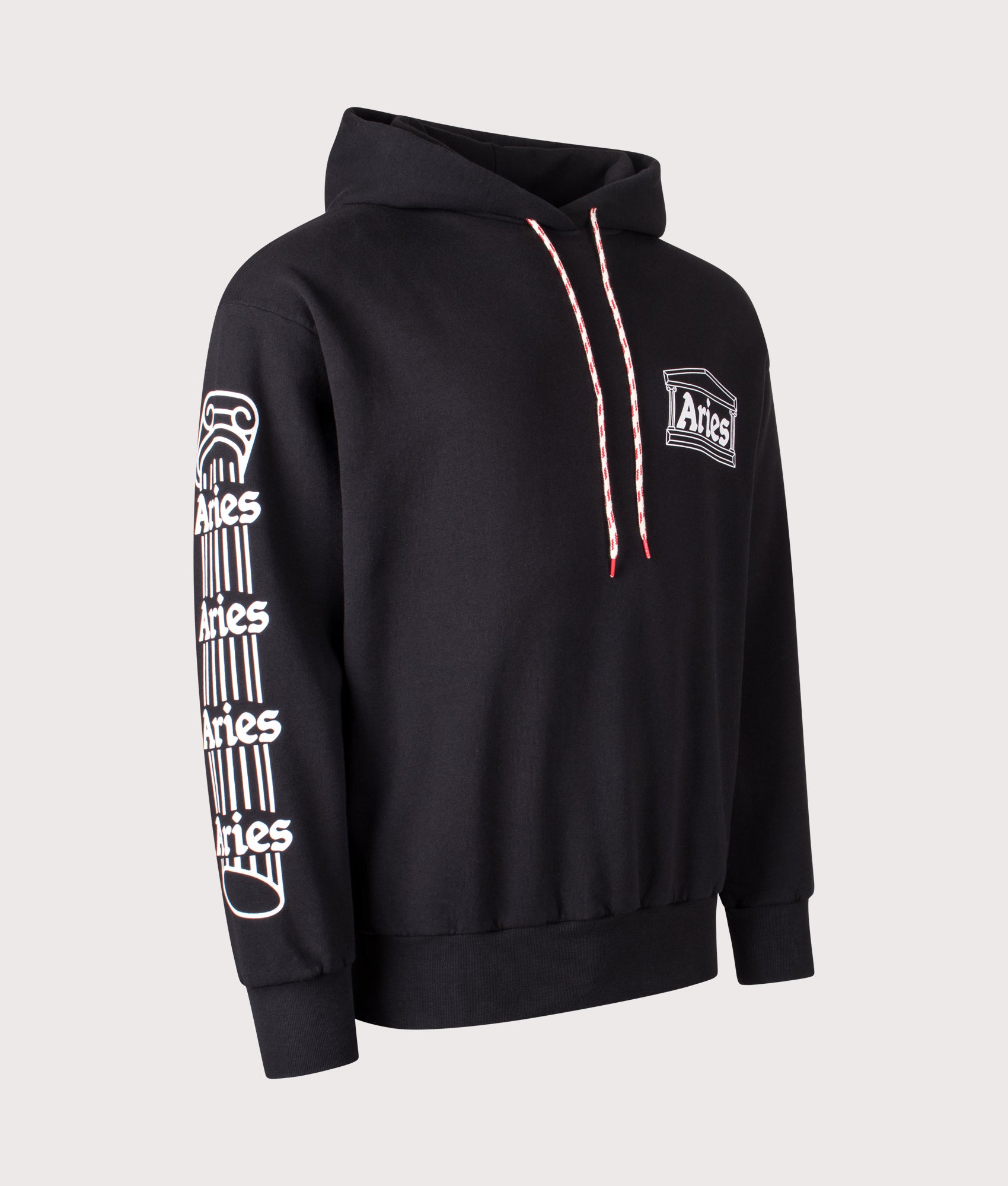 Column Hoodie in Black | 100% Cotton | Aries | EQVVS | Front angle shot 