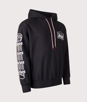 Column Hoodie in Black | 100% Cotton | Aries | EQVVS | Front angle shot 