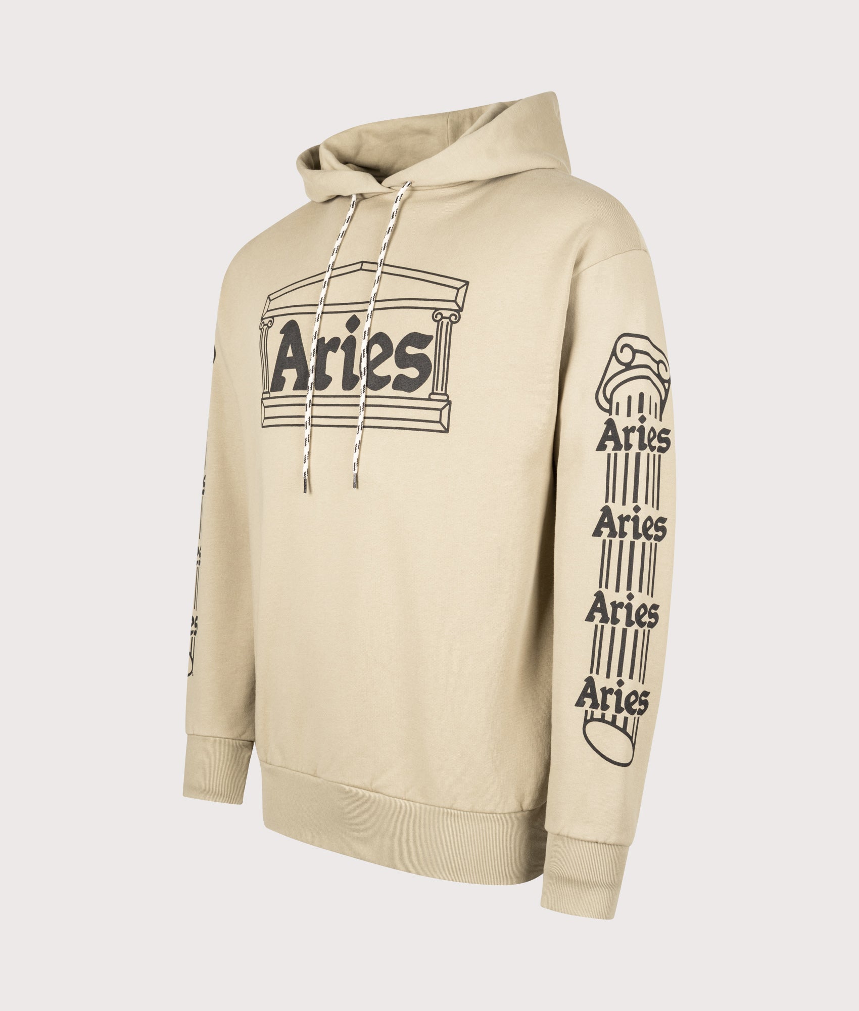 Column Hoodie in Khaki | 100% Cotton | Aries | EQVVS | Front angle shot 