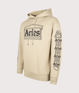 Column Hoodie in Khaki | 100% Cotton | Aries | EQVVS | Front angle shot 