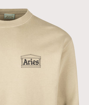 Mini Temple Sweatshirt in Khaki | 100% Cotton | Aries | EQVVS | Front detail shot 