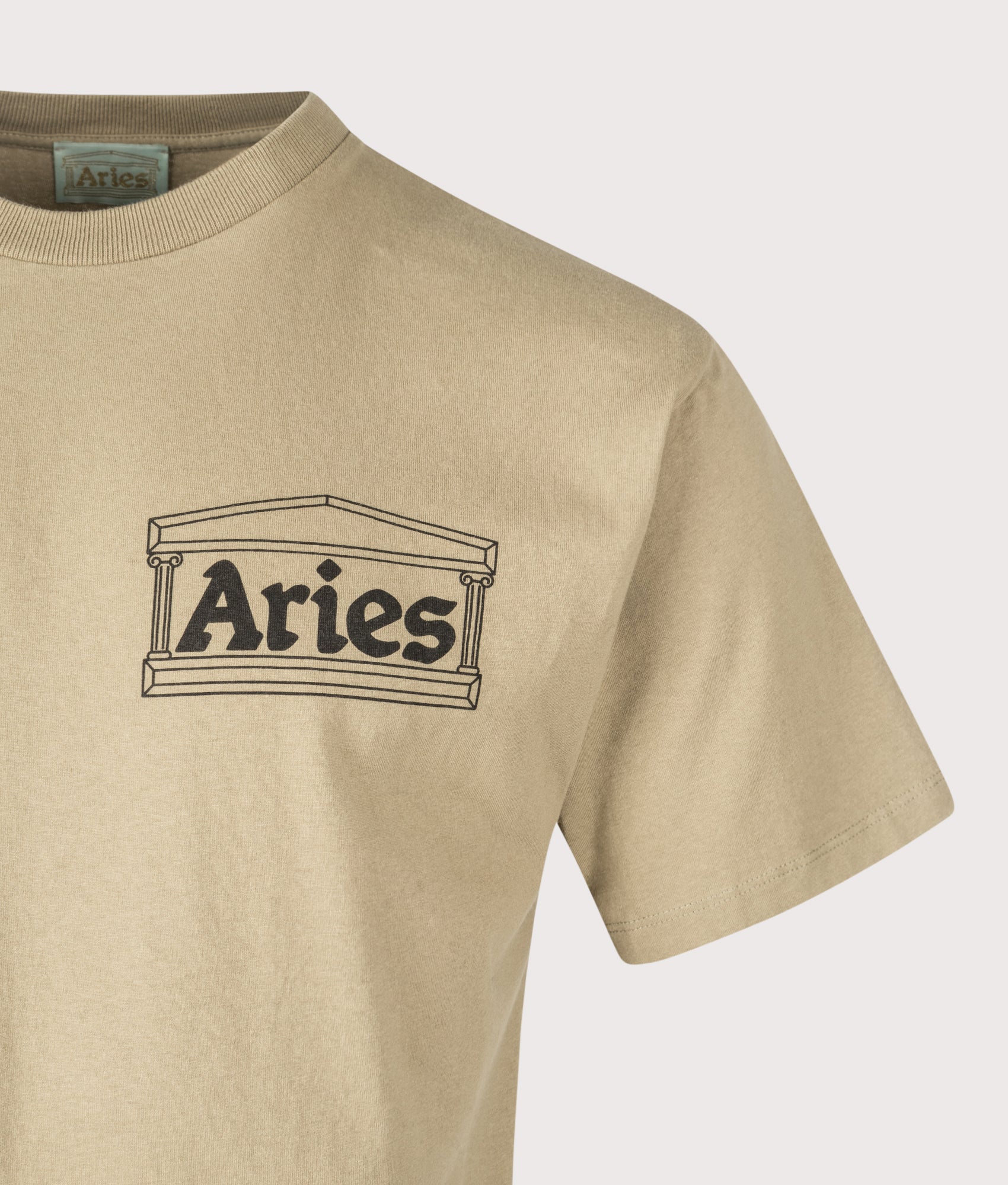Temple T-Shirt in Khaki | 100% Cotton | Aries | EQVVS | Front detail shot 