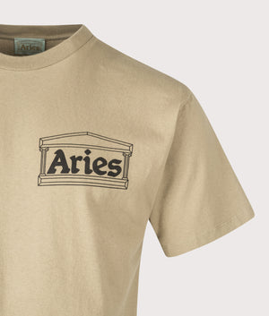 Temple T-Shirt in Khaki | 100% Cotton | Aries | EQVVS | Front detail shot 