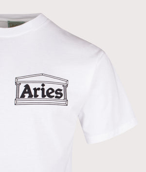 Temple T-Shirt in White | 100% Cotton | Aries | EQVVS | Front detail shot 