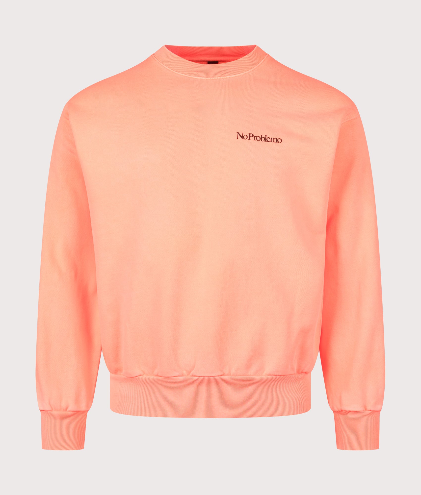 No Problemo Mini Problemo Sweatshirt  in Coral at EQVVS Menswear. Front shot.