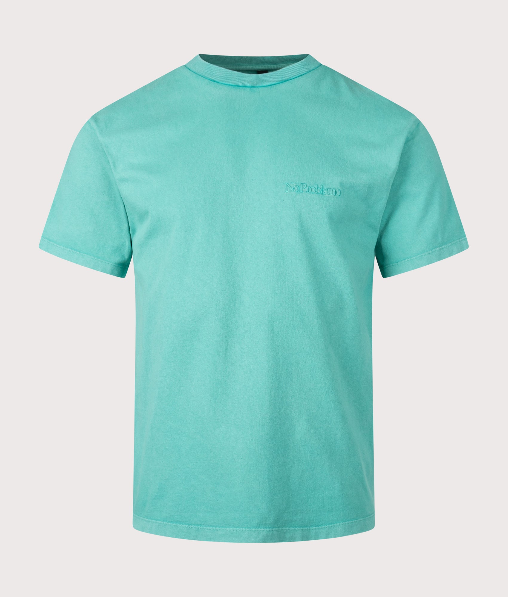 No Problemo Faded Mini Problemo T-Shirt in Aqua at EQVVS Menswear. Front shot.