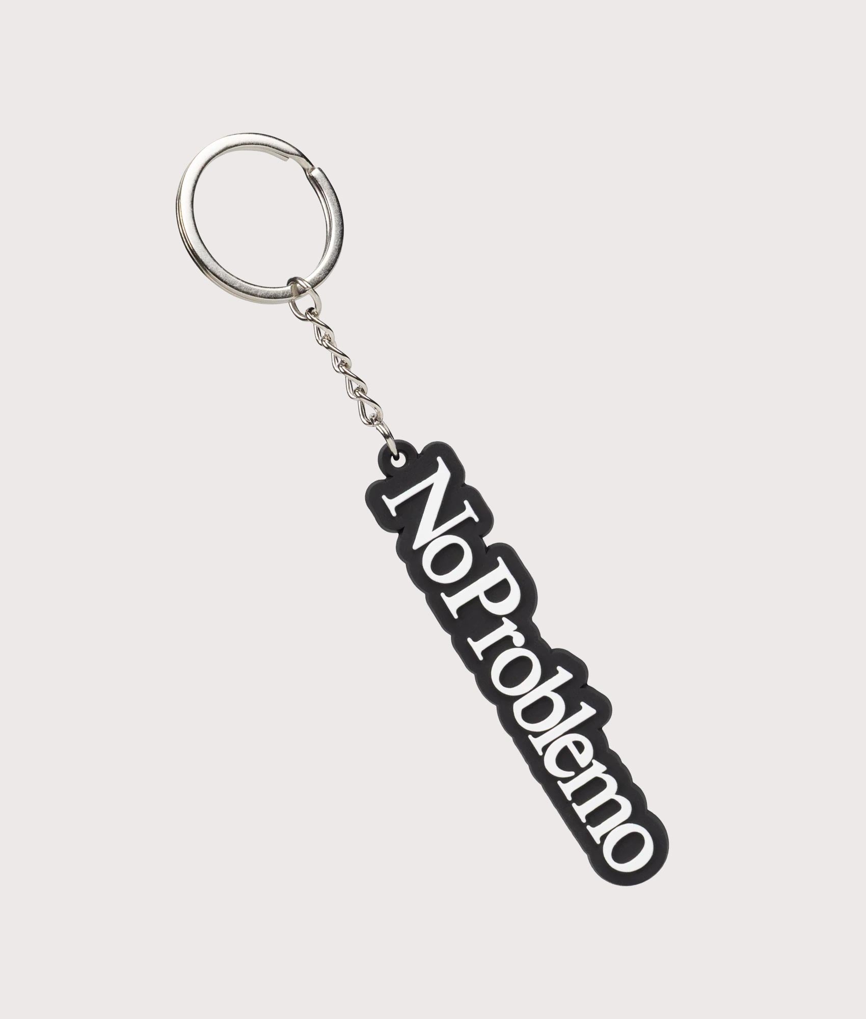 No Problemo keychain in Black at EQVVS Menswear. Front shot.