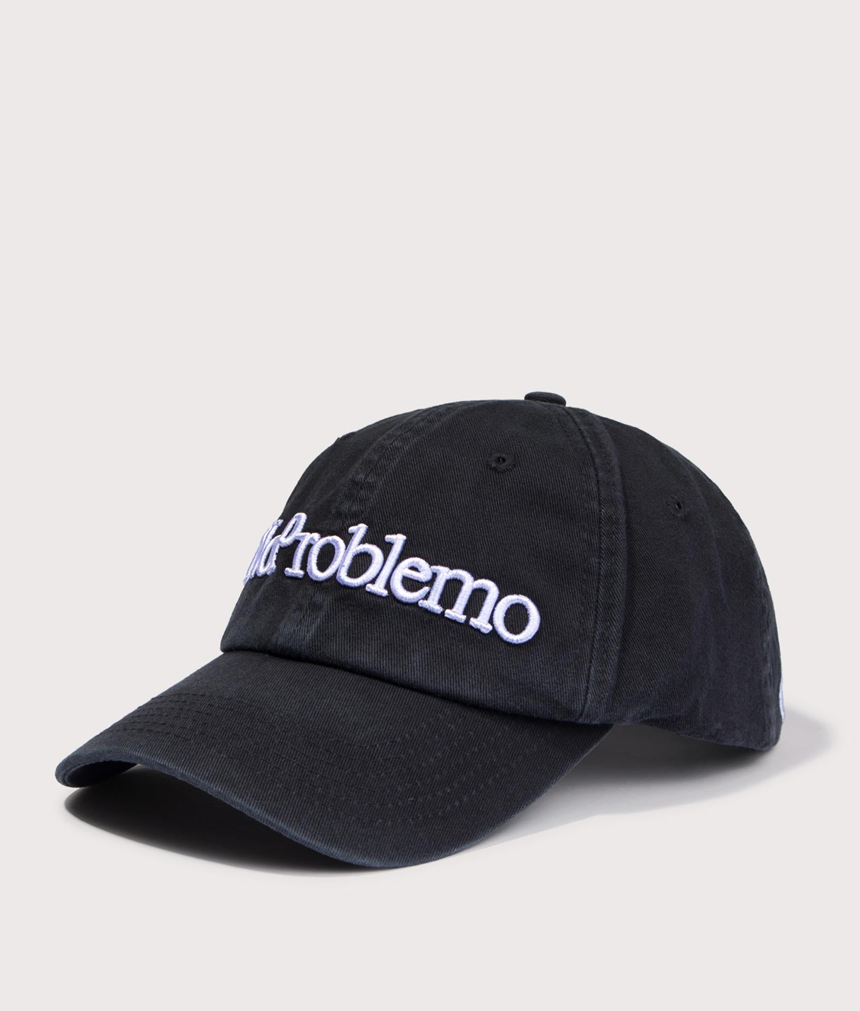 No Problemo Cap in Black by No Problemo. Shot by EQVVS. Front angled shot.