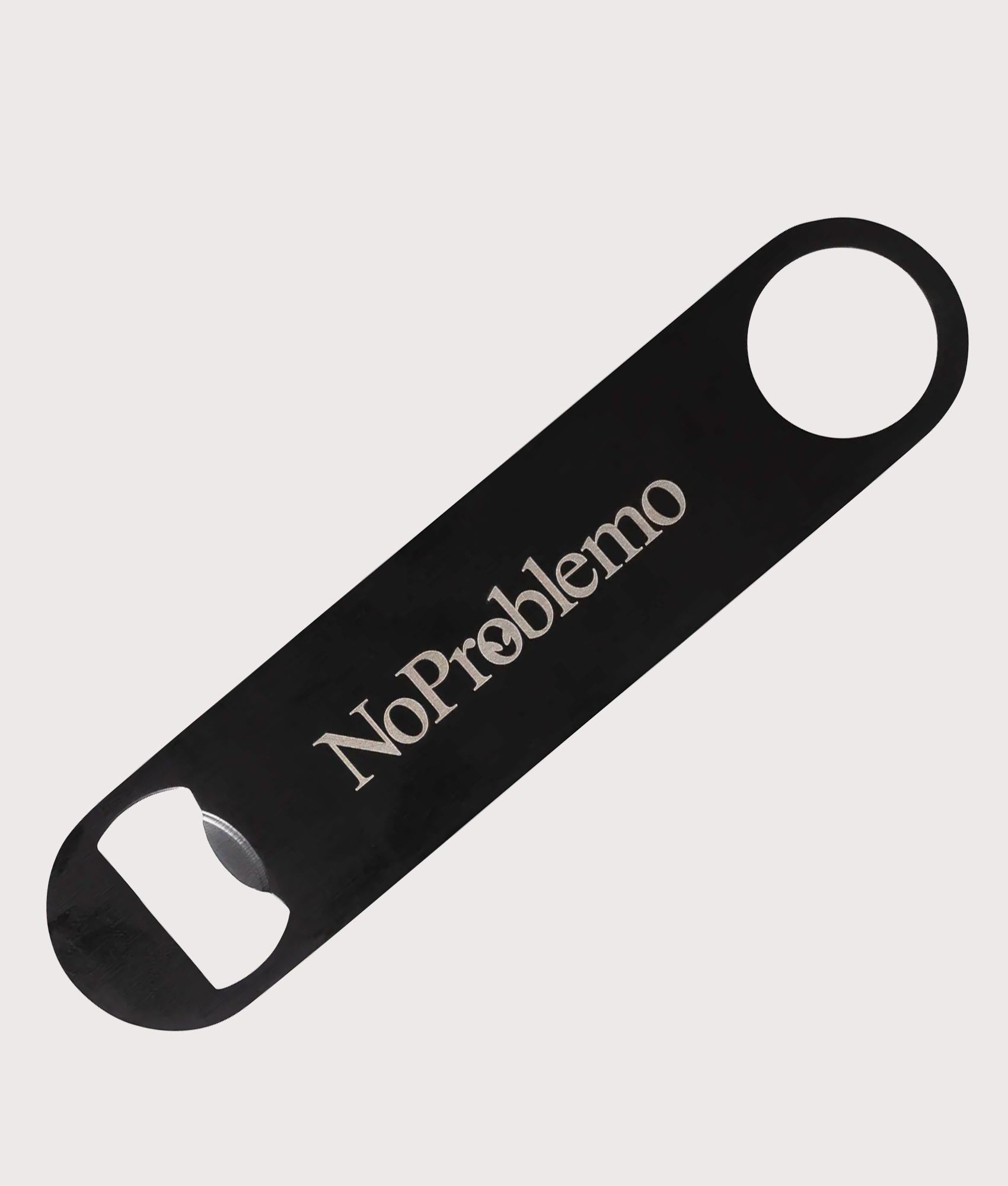 No Problemo Bottle Opener in Black by No Problemo. Shot by EQVVS. Front shot.
