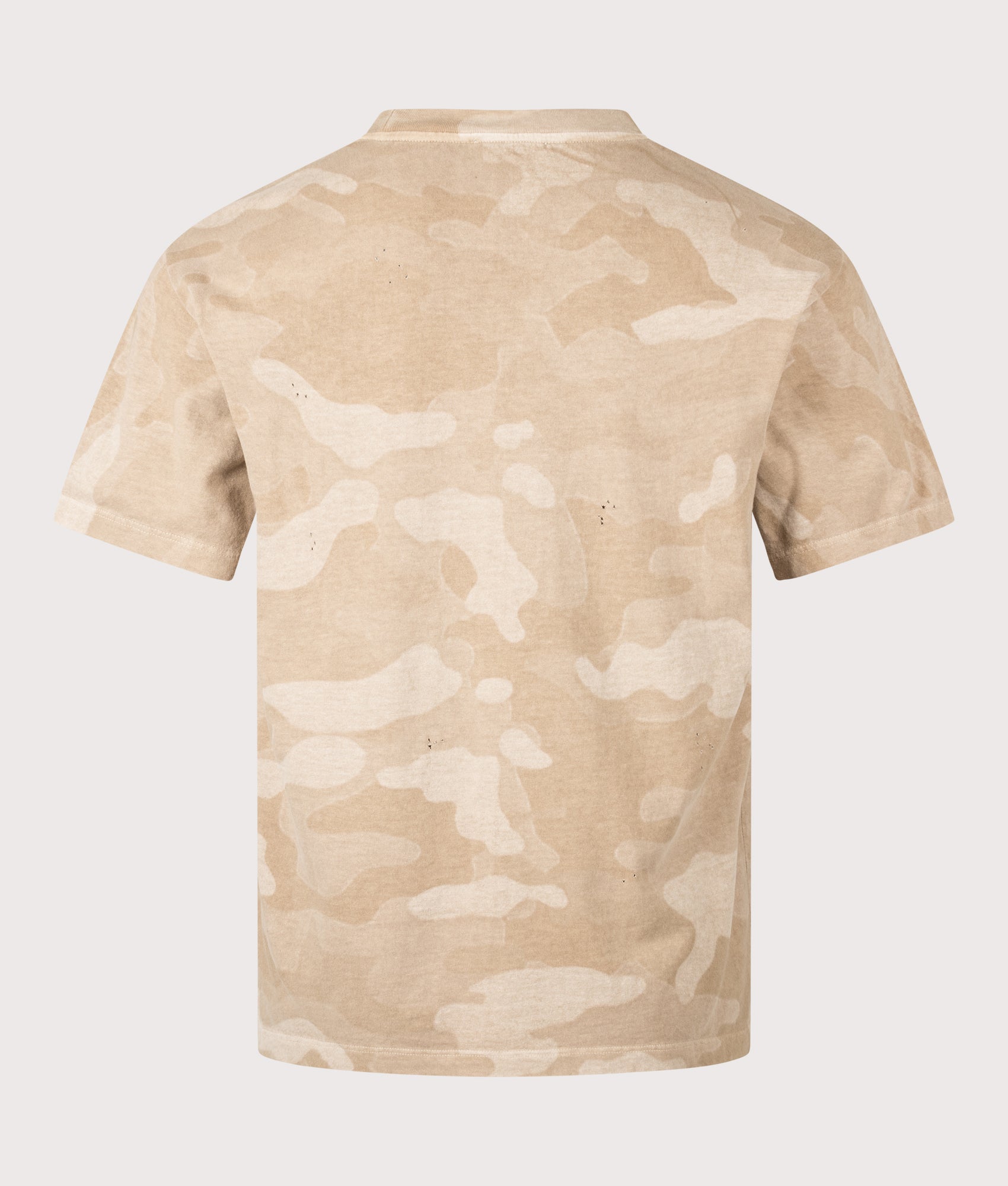 Aries Aged Camo T-Shirt in Desert at EQVVS Menswear. Back shot.