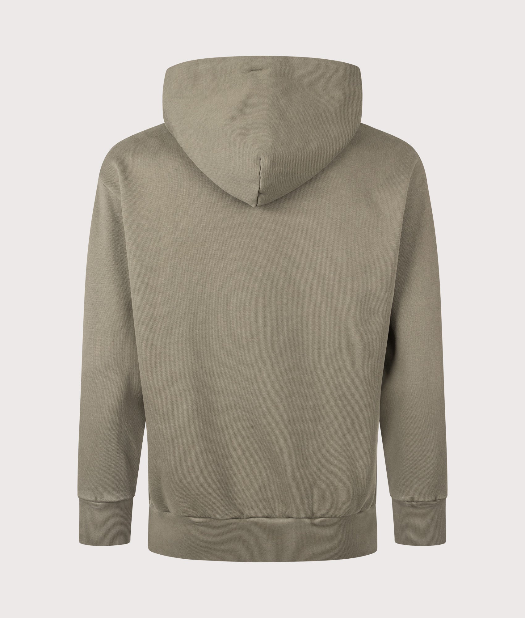 Aries Premium Aged Temple Hoodie in Olive at EQVVS Menswear. Back shot.