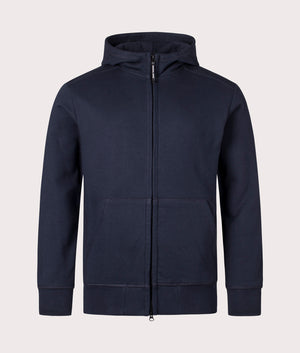 Siren Zip Through Hoodie in Navy by Marshall Artist. EQVVS Front Angle Shot.