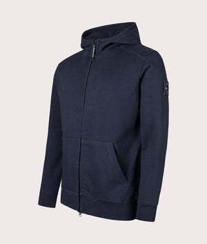 Siren Zip Through Hoodie in Navy by Marshall Artist. EQVVS Side Angle Shot.