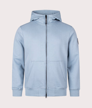 Siren Zip Through Hoodie in Dusk Blue by Marshall Artist. Front angle shot at EQVVS.
