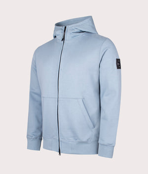 Siren Zip Through Hoodie in Dusk Blue by Marshall Artist. Side angle shot at EQVVS.