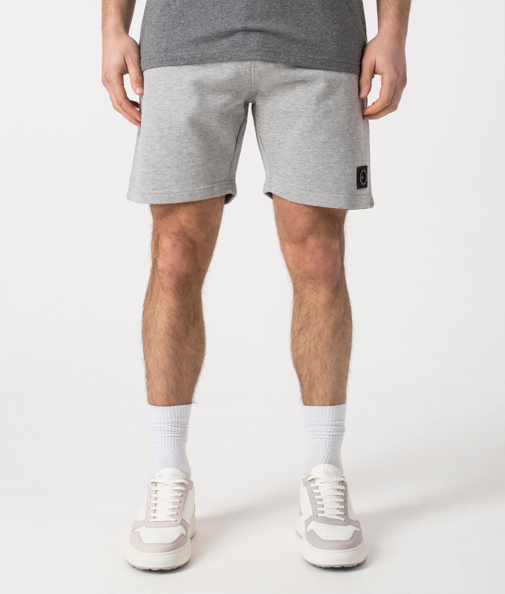 Siren Jersey Shorts in Grey Marl by Marshall Artist. Front angle shot at EQVVS.