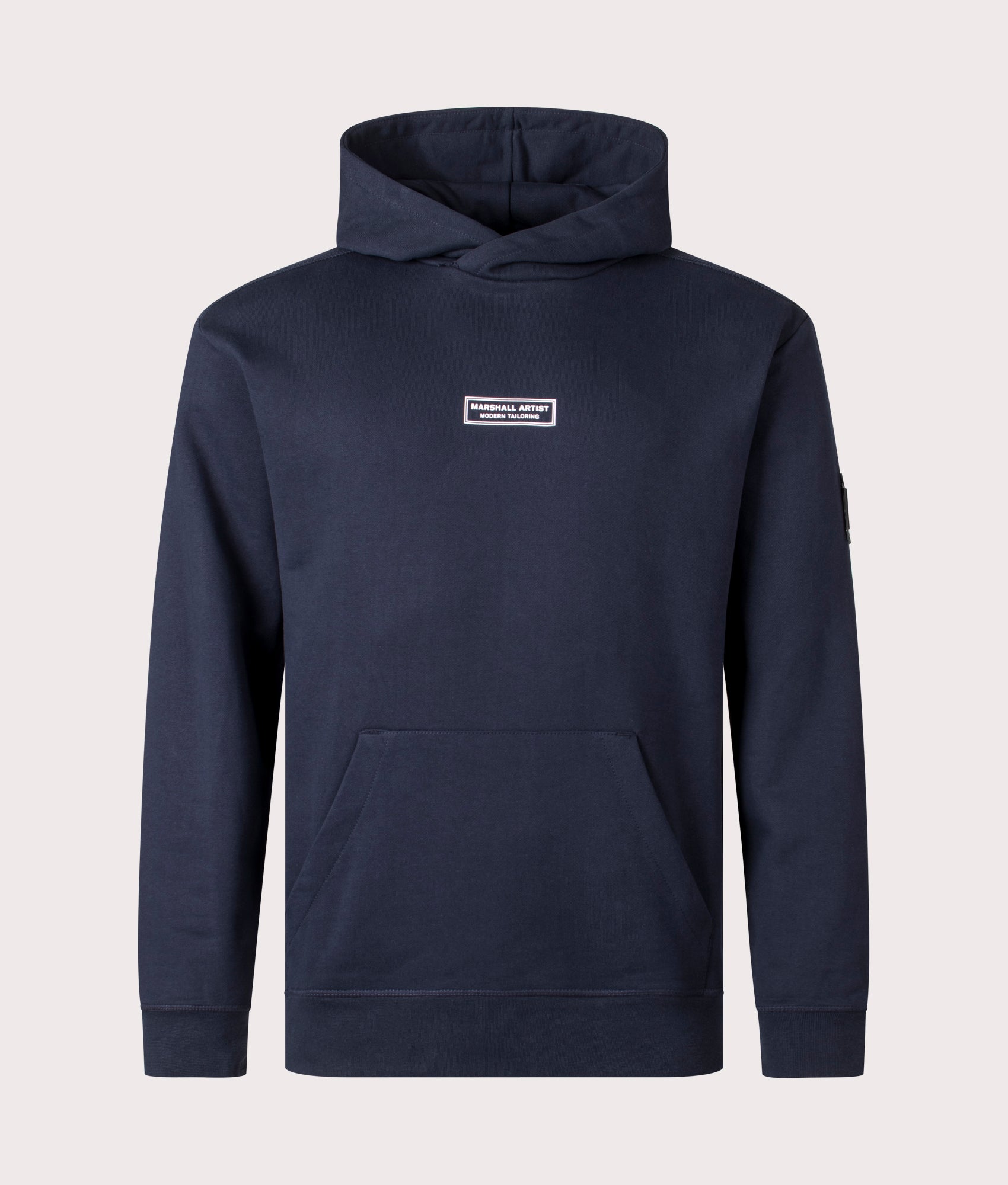 Marshall Artist Siren Overhead Hoodie in Navy, 100% Cotton Front Shot at EQVVS