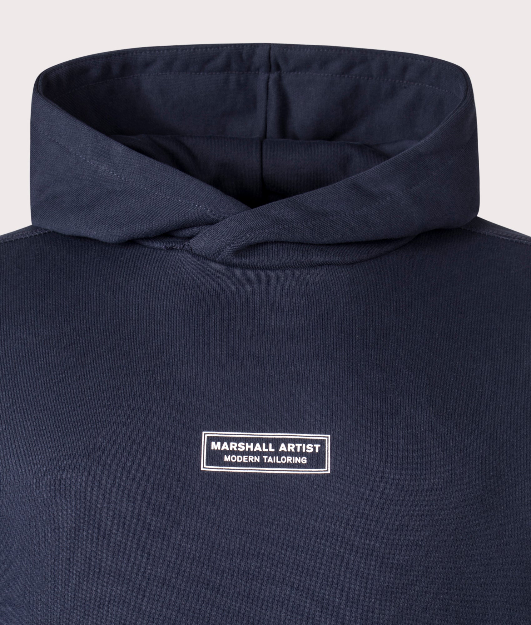 Marshall Artist Siren Overhead Hoodie in Navy, 100% Cotton Chest Shot at EQVVS