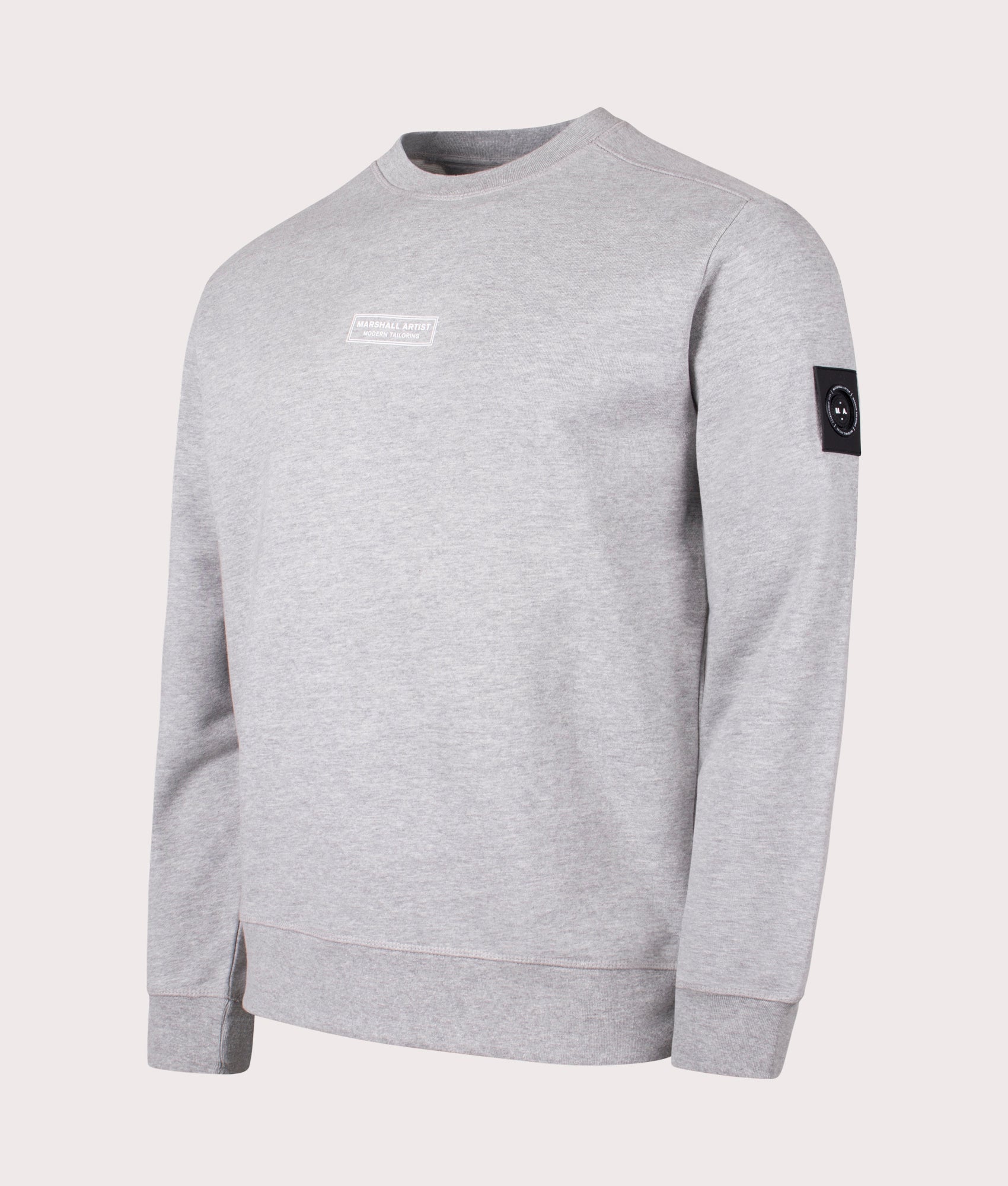 Marshall artist Siren Crew Sweatshirt in 004 grey marl front side detail shot at EQVVS