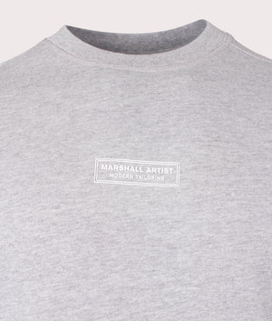 Marshall artist Siren Crew Sweatshirt in 004 grey marl front chest detail shot at EQVVS