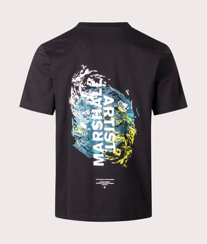 Marshall Artist Wuji T-Shirt in Black with White, Blue and Green Back Print, 100% Cotton back Shot at EQVVS