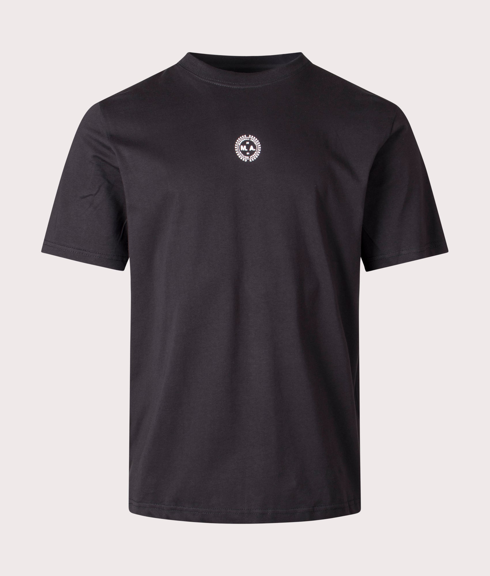 Marshall Artist Wuji T-Shirt in Black with White, Blue and Green Back Print, 100% Cotton Front Shot at EQVVS