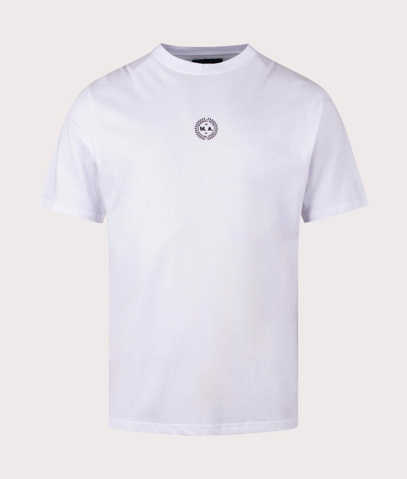 Marshall artist Wuji T-Shirt in 002 white with back print front shot at EQVVS