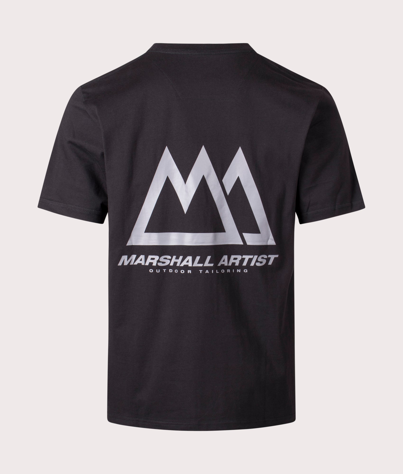 Marshall Artist Mountain Tailoring T-Shirt in Black with Grey Back Print, 100% Cotton back Shot at EQVVS