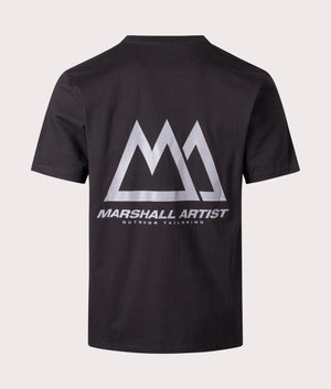 Marshall Artist Mountain Tailoring T-Shirt in Black with Grey Back Print, 100% Cotton back Shot at EQVVS