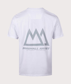 Marshall artist Mountain Tailoring T-Shirt in 002 white with back print 100% cotton back shot at EQVVS
