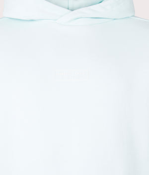 Discover the Siren Overhead Hoodie in Sky Blue, 100% Cotton Chest Shot at EQVVS
