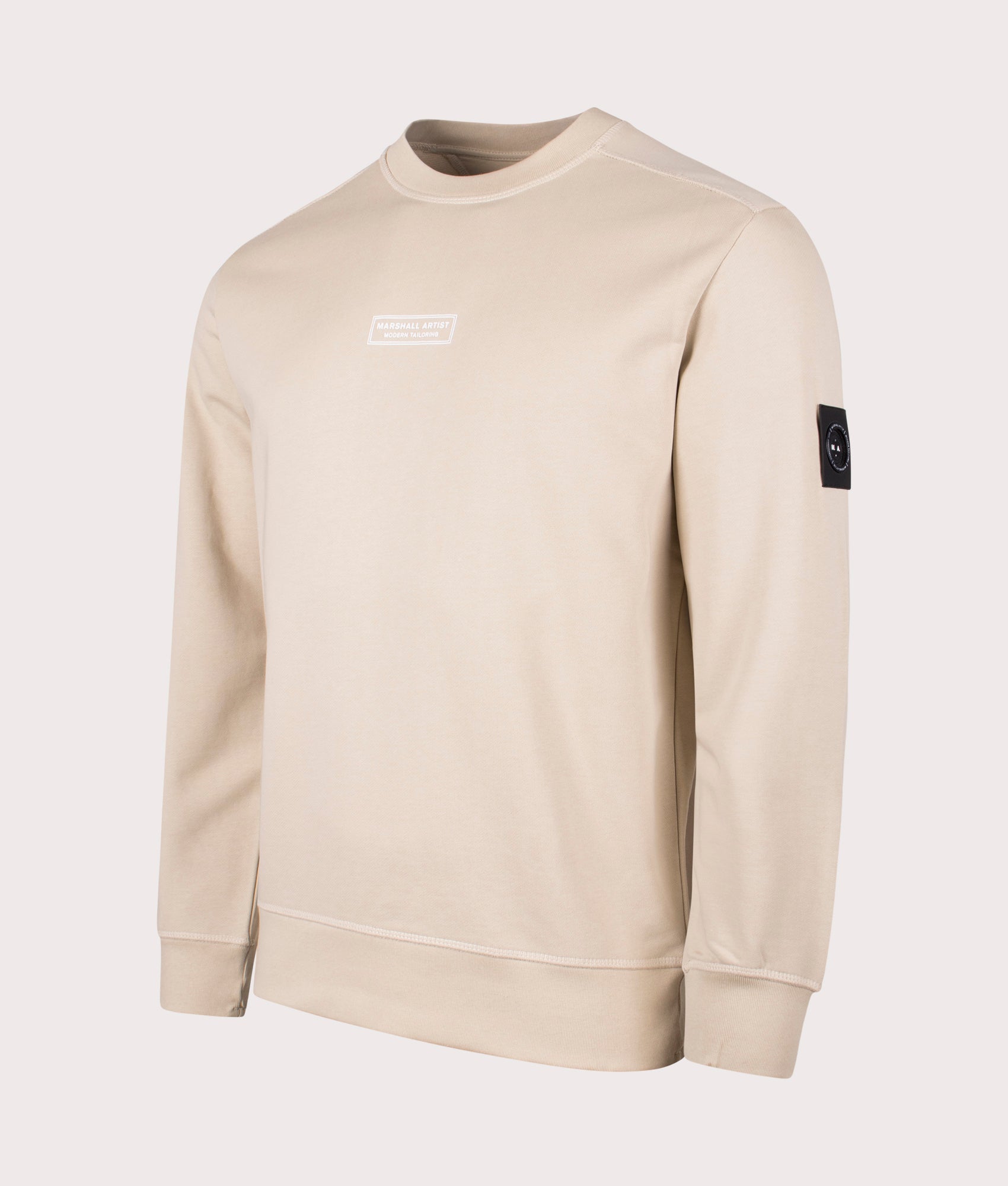 Marshall artist Siren Crew Sweatshirt in 010 sandstone 100% cotton side front shot at EQVVS