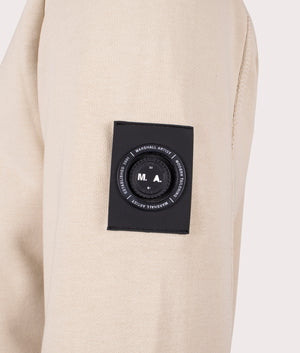 Marshall artist Siren Crew Sweatshirt in 010 sandstone 100% cotton arm detail shot at EQVVS