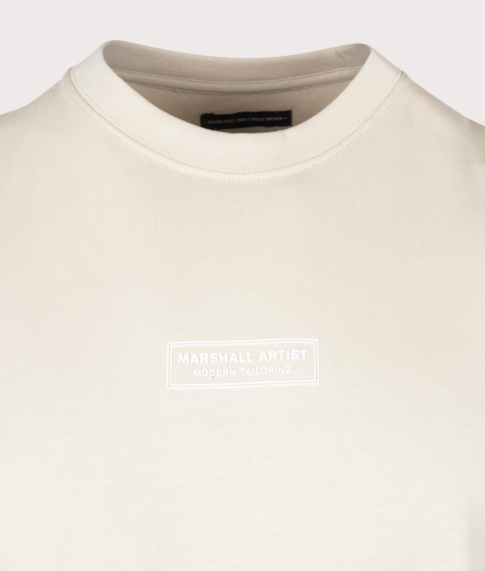 Injection T-Shirt in Sandstone by Marshall Artist. EQVVS Detail Shot.