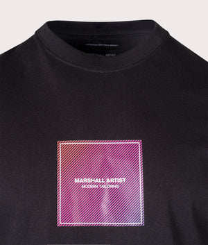 Linear Box T-Shirt in Black by Marshall Artist. EQVVS Detail Shot.