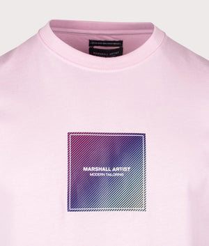 Linear Box T-Shirt in Pink by Marshall Artist. EQVVS Detail Shot.
