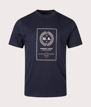 Cartellino T-Shirt in Navy by Marshall Artist. EQVVS Front Angle Shot.